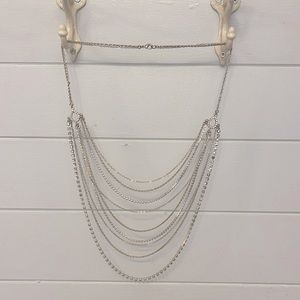 Rhinestone statement necklace and hoop earrings set